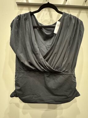 Abercrombie & Fitch Draped V-Neck Blouse in Black